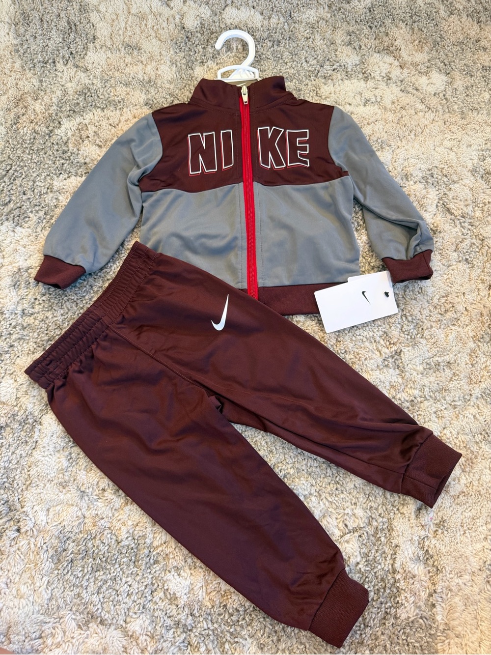 Nike Maroon and Gray Kids Zip Jacket with Maroon Joggers